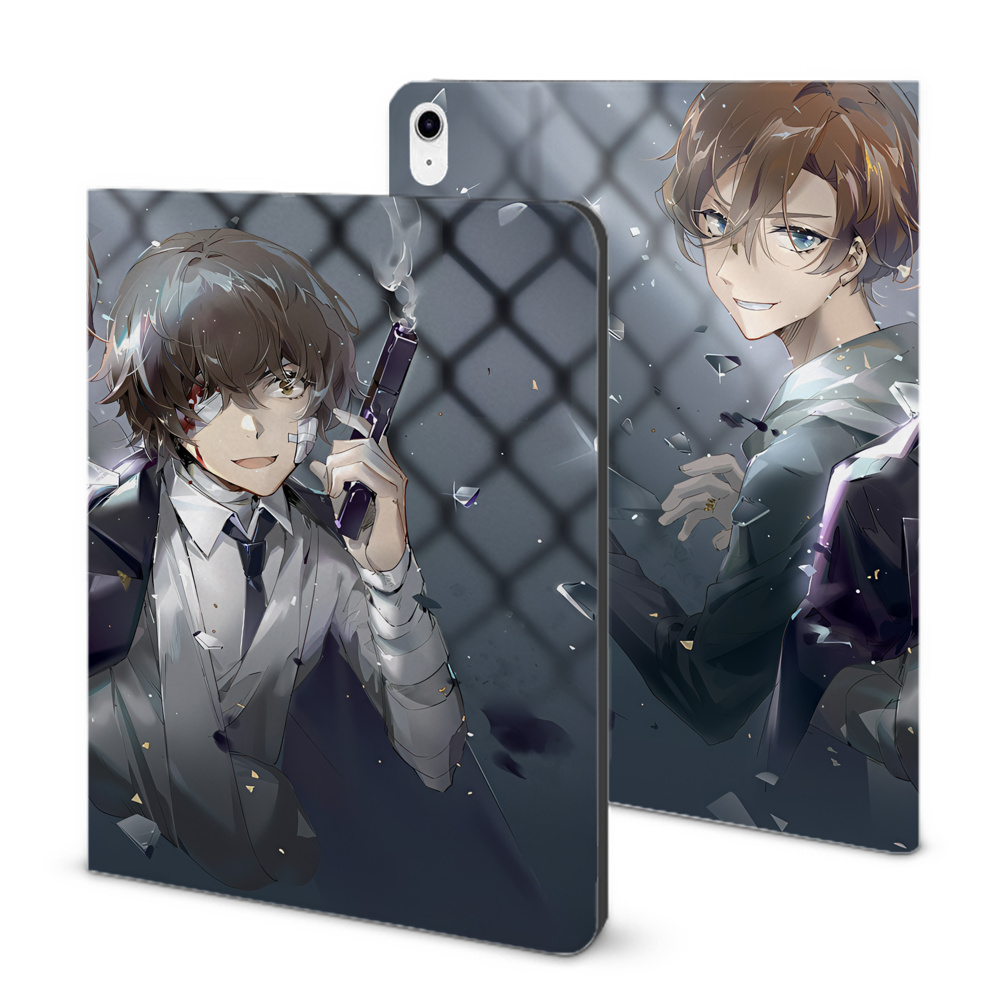 （画像用） 文豪ストレイドッグス Bungo Stray Dogs IPad ケース ブック型 PUレザー TPU 耐衝撃 軽量 薄型 ペン収納なし 全面保護 IPad 各モデル対応